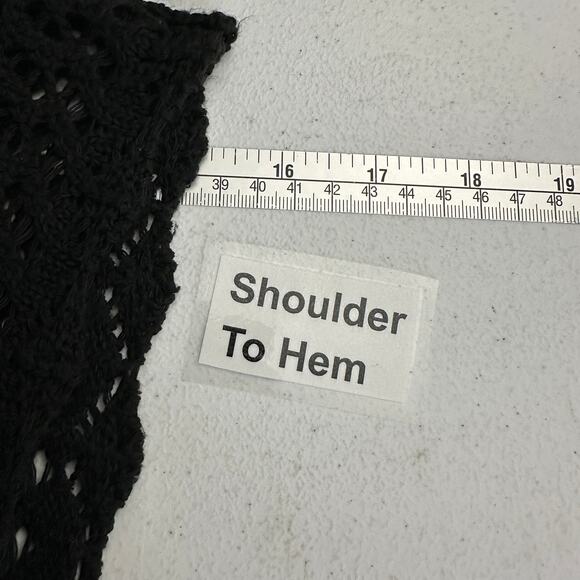 Its Our Time Women Black Crochet Tie Front Top Sz M Festival Hippie Boho Cropped - Picture 4 of 5